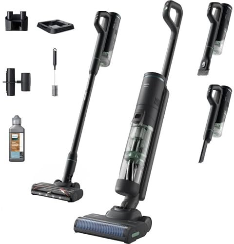 PHILIPS AquaTrio XW7263/11 - Limpiador de vacío inalámbrico y mopa, serie 7000, 2500 RPM, iones de litio, Green Heros