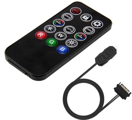 5V 3 Pin ARGB Controller PC - 14-Key Switch Fan Hub Splitter with 4 Static Colors and SATA Power for Case Fans Lighting
