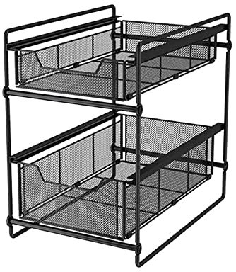 SFNIOKFG Cajón Plegable para Fregadero de Cocina, Armario de Almacenamiento Doble para baño, Oficina, Cocina, Organizador (Negro)