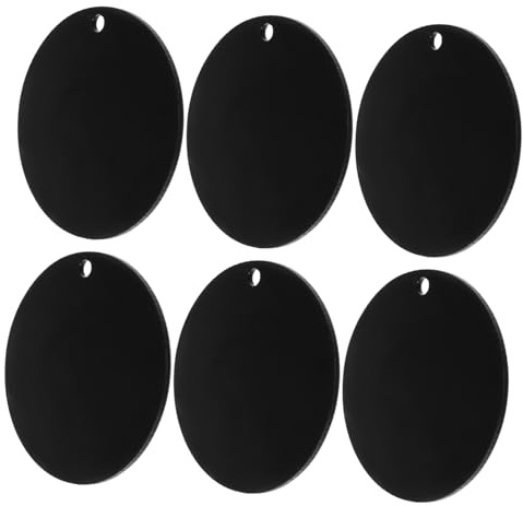 HEALLILY Ornements Ronds en Acrylique Noir 50 Pièces Disque Porte-clés Vierge avec Trou Support Sublimation pour Loisirs Créatifs Décoration de Noël DIY
