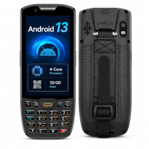 Breloom Escáner de mano Android 13, 4 GB + 64 GB, escáner de código de barras 1D/2D/QR, comunicación WiFi BT 5.0 2/3/4G, pantalla táctil de 4 pulgadas, terminal de datos de mano resistente para