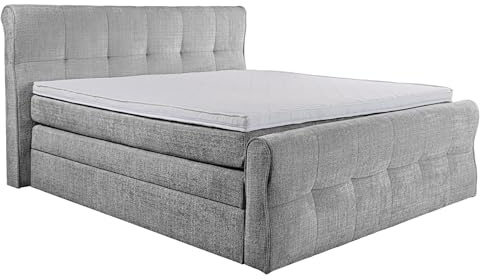 Riess Ambiente Design Boxspringbett SIGNUM - 180x200cm - grau - Chenille inkl. Topper Matratzen Bettkasten Bett Gästebett Polsterbett
