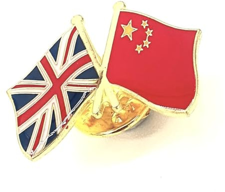 China United Kingdom UK Friendship Metal Country Flags Pin Badge