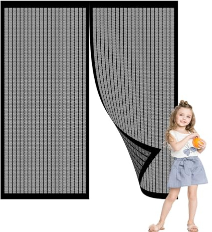 Zanzariera Finestra Magnetica su Misura 54 x 250 cm Zanzariere in Fibra di Vetro Durevoli Chiude da Sola Zanzariera a Strisce for La Maggior Parte Finestre, Nero