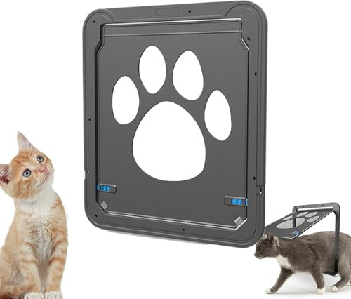 Generico Gatera para gatos, 29 x 24 cm, puerta para gatos con cierre automático, puerta para gato, mosquitera para gato