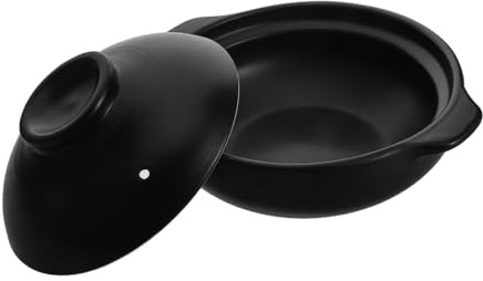 Casserole en Céramique Noire 900ml avec Couvercle Cuisine | Technologie Lithium Céramique, Résistance à Chaleur Fissures, Nettoyage Facile