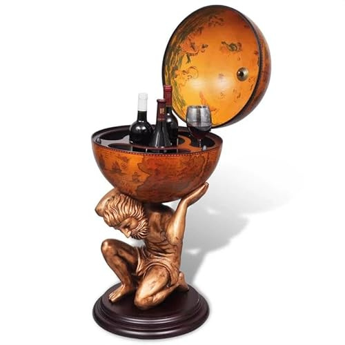 Eleganz Bar globe Atlas 42 × 42 × 85 cm – Casier à vin en résine, ABS et MDF – Rangement stable pour vins – Idéal pour la cave ou le salon