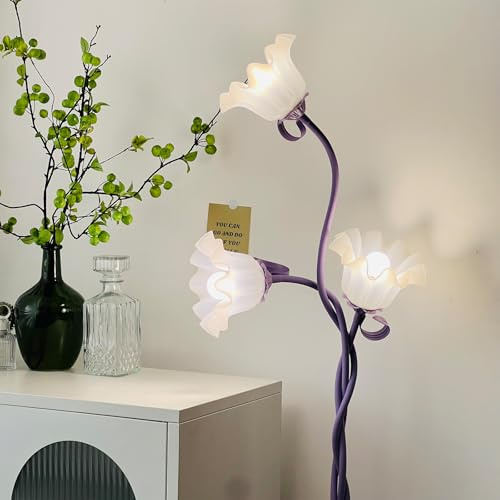 meibeileil Flore Espiral Lampara De Pie,Arco Lampara De Pie Salon De 3-Luces Flores,Moderno Regulable Lamparas De Pie para Salon,Flexible Floor Lamp Para Dormitorio,Estudio,Oficina,H170Cm,Púrpura.