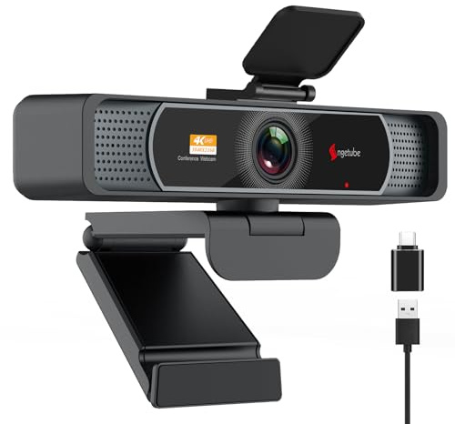 Angetube Webcam Grand Angle 4K pour PC – FOV à 120°, autofocus PDAF, 2 | PDAF Autofocus, 2 micros antibruit, 1080p @ 60 fps, correction automatique de la lumière, USB-A/C, couverture de