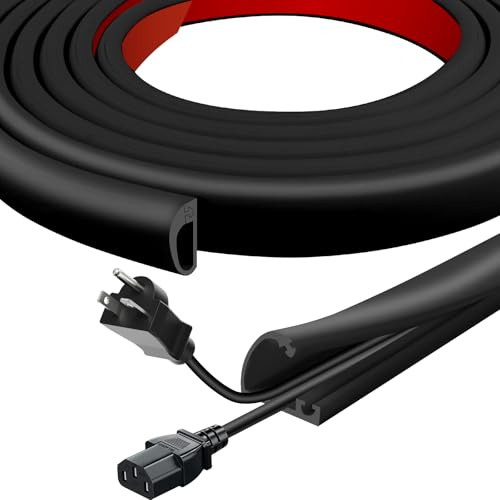 Canalina Portacavi Autoadesiva，Passacavo in Silicone con Chiusura a Scatto, Semicircolare per Parete e Pavimento, Morbida e Ignifuga per Nascondere Cavi TV, Ufficio e Esterno