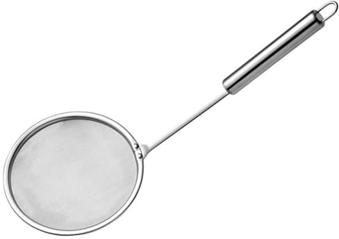 Kikumi Skimmer Spoon Grasso Feceretto in Acciaio Inossidabile Maglie Lunghe Maniglia Lunga Skimmer Grease Schiuma per (M 8,5 x 6,5 x 1.6in)