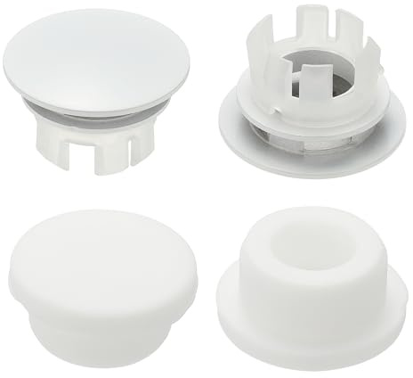 sourcing map 4Pcs Sink Overflow Ring, Round Caps White/White | Universal Sink Overflow Drain Cover, Insert in Hole Double Layer Cap,for Bathroom Kitchen Basin Wash Basin,
