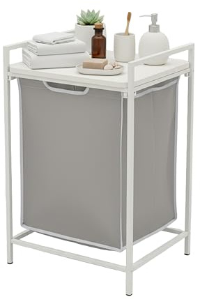 Relaxdays Wäschesammler mit Ablage, ausziehbar, HBT: 72 x 50 x 33 cm, tragbare Wäschebox, 65 Liter Innensack, Farbwahl | HBT: 72 x 50 x 33 cm, tragbare Wäschebox, 65 Liter Innensack