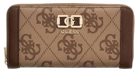 GUESS Geldbörse Karnilla Logo Large Zip Around Wallet Latte Logo/Brown Hellbraun