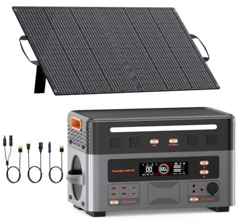 IEE 3200W Solargenerator P3200 mit 100W Solarpanel, 2048Wh Tragbare Powerstation, LiFePO4 Akku, 0–80% in 45 Min.Laden, APP, 16 Anschlüsse, Portable Power Station für Camping/Wohnmobile/Notstrom