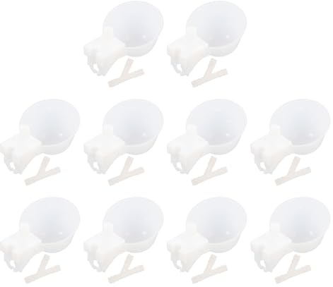 DIYEAH Bebedero Automático para Aves de Corral y Codornices, 10 Juegos de Plástico Blanco, Fácil de Limpiar y Almacenar, Adecuado para Jaulas de Mascotas