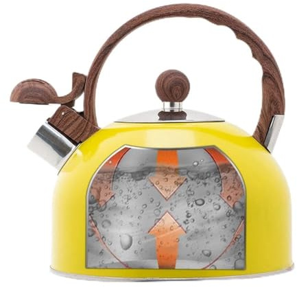 HELEVIA Bouilloire Sifflante en Acier Inoxydable de 2,5 L, Bouilloire de Camping Compacte et Légère avec Bec Sifflant, pour Plaques Vitrocéramiques électriques à Gaz