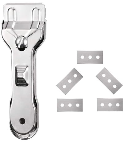 Toddmomy Grattoir pour Plaque Vitrocéramique 6 Pièces avec Lames en Acier Inoxydable, Grattoir de Nettoyage pour Plaques à Induction, Outil Polyvalent pour Vitres et Carrelages, Usage