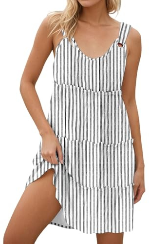 Casual Ärmlös Slipklänning Med Volangfåll Och V-ringning - Flödande Sommarklänning for Vardag Fritid