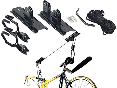 AGT Fahrradlift: Platzsparender Fahrrad-Aufhänger mit komfortablem Liftsystem, bis 20kg (Fahrradträger, Fahrradaufhängung Garage, Velo)