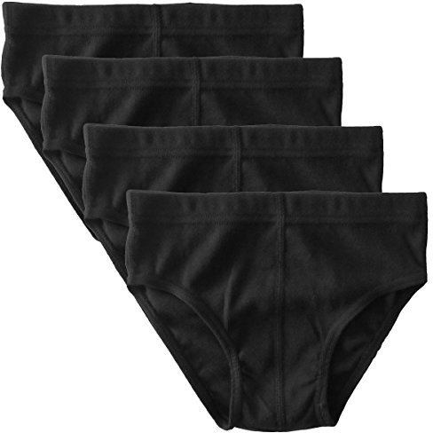 HERMKO 2850 4-pack pojkar kalsonger enfärgade tillverkade av 100 % ekologisk bomull med stretch midjeband, svart, 128
