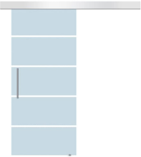 HOMCOM Porta Scorrevole Interna in Vetro Smerigliato e Satinato con Binario B2 e Maniglia per Bagno Cucina Studio Vetro 205x 102.5x 0,8cm