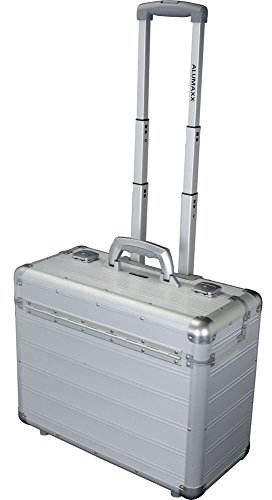 Alumaxx Hochwertiger Business-Trolley aus Aluminium Alu Silber Matt, Piloten Hartschalen Koffer mit Laptopfach + sicheres Schloss-System mit Zweifachverschließung und Öffnungsautomatik