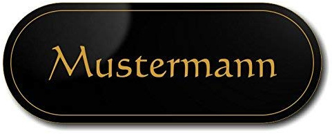 Türschild, Briefkastenschild, Klingelschild, 70-300-018-SG, Acryl, Oberfläche schwarz glänzend, Gravur gold, individuell anpassbar
