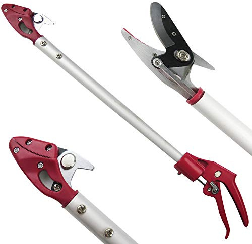 Mesoga 2FT Long Reach Pruner and Fruit Picker with Cut & Hold Feature, Lightweight 0.7lb Aluminum Pole with 90° Rotating Head, High Carbon Steel Sharp Blade, Ergonomic Tree Trimmer for High Branches