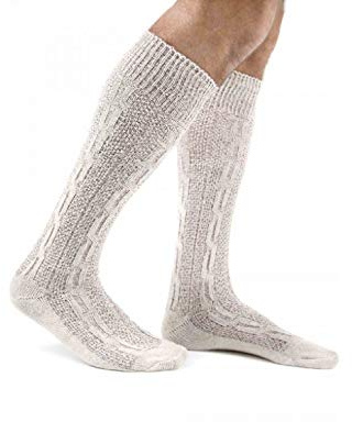 Paire de chaussettes Oktoberfest bavaroises pour hommes / chaussettes décontractées pour Lederhose, blanc et marron - Blanc - 46