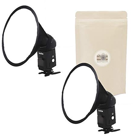 X2 Softbox Runde für Flash Universal Rundkreis Diffusor Durchmesser 20 cm Kompatibel Jede Marke Geschwindigkeitsstrich Canon Nikon Sony Olympus Yongnnuo - Adaptive French Marke