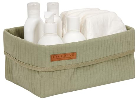 Little Dutch TE30530111 Wickeltischkörbchen groß - Pure olive (25x15x15 cm)
