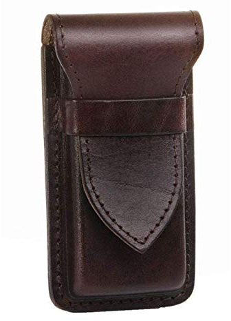 MIKA 28063302 - Stifteetui aus Echt Sattel-Leder, Stiftetui für 4 Stifte und Schreibgeräte Aller Art, für Kugelschreiber und Füller, Schreibgeräteetui Braun, Lederetui ca. 16 x 2 x 7 cm