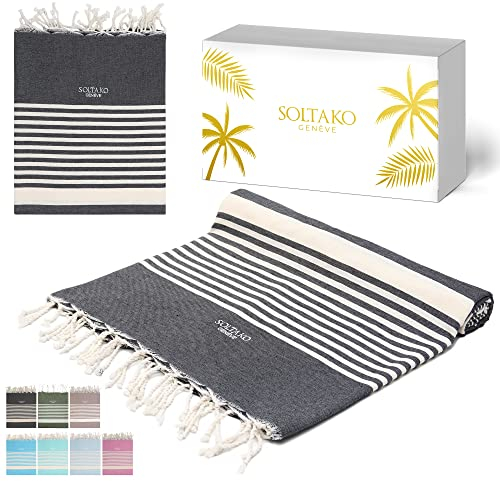 SOLTAKO Fouta Arthur Premium XXL, Anthrazit, 200/200cm