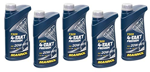 Motoröl 4-Takt Premium 20W40 MANNOL API SM 5 Liter für MBK MZ/MUZ Vespa Victory Yamaha XC Country Fun Tour Boardwalk Cross Country Hammer Hard Ball Judge Kingpin Vegas BT Vision Tour