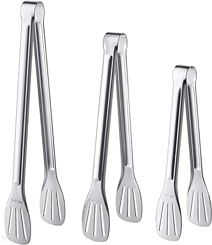 Set of 3(14'',12'',9''), Kitchen Tongs,Cooking Tongs Stainless Steel Non Stick Barbecue Tongs for Salad,BBQ,Serving,Buffet,Ice,Frying Tongs Utensils Cooking Food