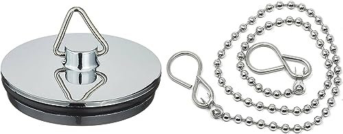 fiXte Tappo cromato per doccia – 45 mm (1 3/4) o 38 mm (1 1/2) – catena da 45,7 cm o 30,5 cm