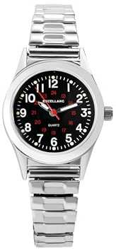 Excellanc Armbanduhr Damen Großes Ziffernblatt Silber | Seniorenuhr Damen mit Zugarmband | Damenuhr Edelstahl analog günstig – ideal für Senioren mit schlechten Augen