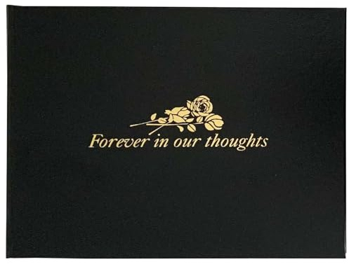 Forever In Our Thoughts Condolence Book - 96 Pages with Gold Gilt Edges & Storage Box - Hardcover Memorial Guest Book with 1152 Message Lines & Keepsake Pocket for Funeral Services (White, 218x160mm)