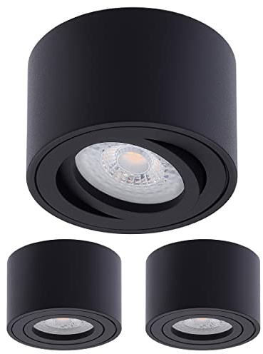 Oktaplex 3 Stück Aufbaustrahler Lile Schwarz inkl. LED Modul 4,8W