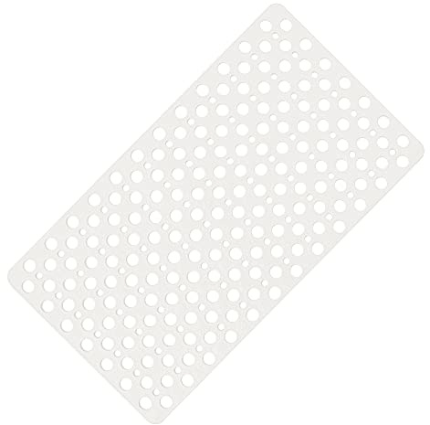 WELTRXE Bathtub Mat Non Slip, Anti-Slip Bath Mat, Flexible Bathroom Shower Mats for Home Hotel, Odorless, Strong Suction Cups, Machine Washable, Safe for Elder and Kids, 70 x 38cm, Bubble, White