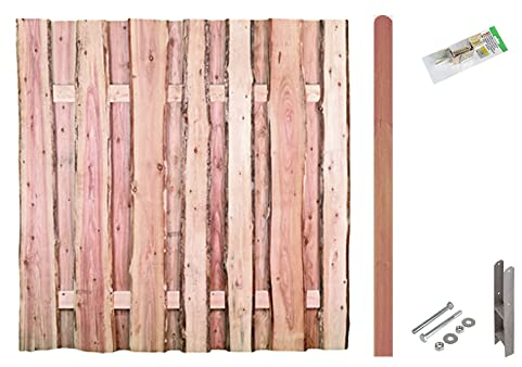 Holz-Zaun Dresden | Erweiterungsset mit Montagematerial & 1 Stk. Sichtschutz-Zaun 180x180 cm & 1 Pfosten 9x9x190 cm | ca. 1,89 lfdm. | Bohlenzaun | Gartenzaun | Bretterzaun | Sichtschutz Lärche