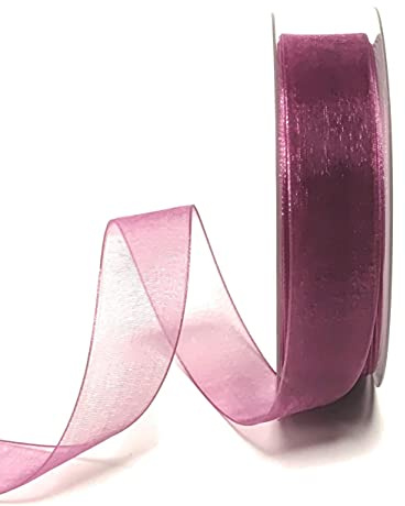 s.dekoda Schleifenband 50m x 25mm Aubergine Organza Chiffon Geschenkband Organzaband [1350-159]