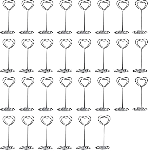 RZMZBY 30 Stück Tischkartenhalter Metall,Nachrichtenclip Tischnum, Tischnummernhalter，fotohalter mit klammern für Hochzeiten, Platzkartenhalter Memohalter für Restaurant Tisch Party (Silber)