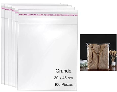 100 genomskinliga cellofanpåsar 30 x 45 cm, självhäftande plastpåsar, självhäftande förpackningspåsar för smycken, presenter och godis 30 x 45 cm (100 stycken)