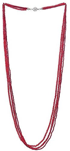 COOLSTEELANDBEYOND Lange Multi-Schichten Statement Halskette, Elegante Geschichtet Wasserfall Kette, Kristall Perlen Anhänger