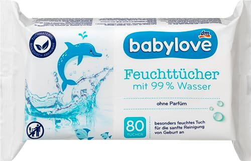 Babylove Feuchttücher und co (1x 80 Tücher, 99% Wasser Feuchttücher)