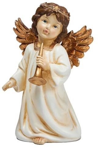 Floryden Christmas Prayer Angel Trumpet Statues. Light Up Halo Angels Figurine for Festive Holiday Decor Featuring. Resin 8.07 H Inch
