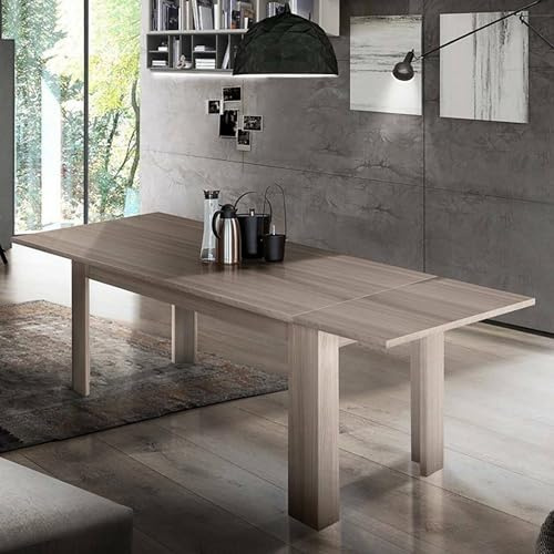 Dmora - Table Extensible Nanni, Console Extensible jusqu'à 10 Places, Console Extensible 100% Made in Italy, 140/190x90h75 cm, Orme nacré