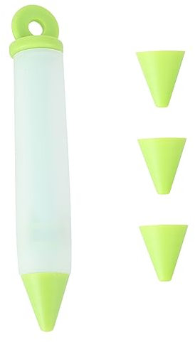 PRETYZOOM Silicone Piping Pen Set Cake Decorating Tools 4 Nozzles Food-Grade Baking Accessory Green for Pastry Icing and Chocolate Writing